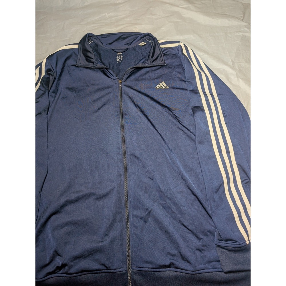 Adidas Track Jacket Men's Size 2XL Retro 2016 Navy Blue Full Zip 3 Stripe